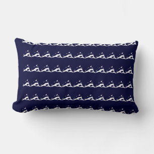 mini white DOLPHIN  on navy blue pillow