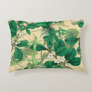 Mini white flowers with leaves pattern decorative cushion