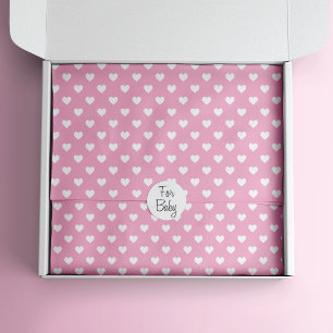 Mini White Hearts on Pink Pattern Tissue Paper