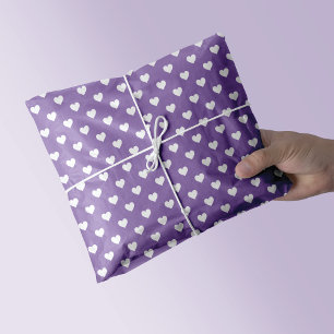 Mini White Hearts on Purple Tissue Paper