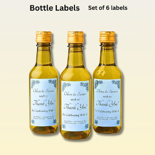 Mini Wine Bottle Labels - Blue Peony