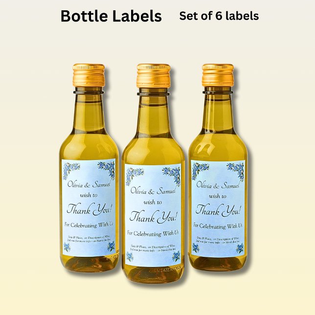Mini Wine Bottle Labels - Blue Peony  (Creator Uploaded)