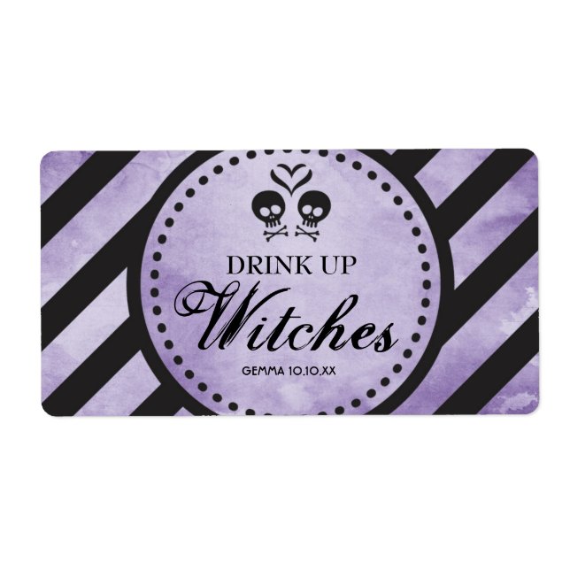 Mini Wine Label Goth Bachelorette Favour - Purple (Front)