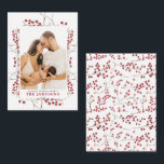 Mini Winter Red Berry Watercolor Christmas Photo Card<br><div class="desc">Introducing our new Mini Winter Red Berry Watercolor Christmas Photo Note Card! This beautiful 3.5x2.5 card features your favourite vertical (portrait orientation) photo, featuring watercolor artwork and a winter berry frame. It's easily personalised, and all text fields can be edited to suit your needs. This holiday card is the perfect...</div>