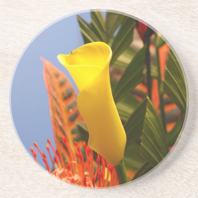 mini yellow calla lily coaster (Front)