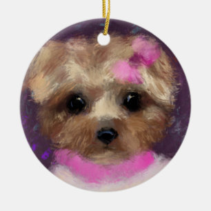 MINI YORKIE POO   CERAMIC TREE DECORATION