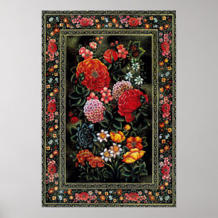 Miniatura persa de preciosas flores brillantes poster