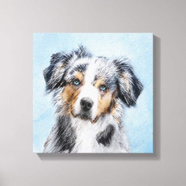 Miniature American Shepherd Painting - Dog Art Canvas Print (Front)