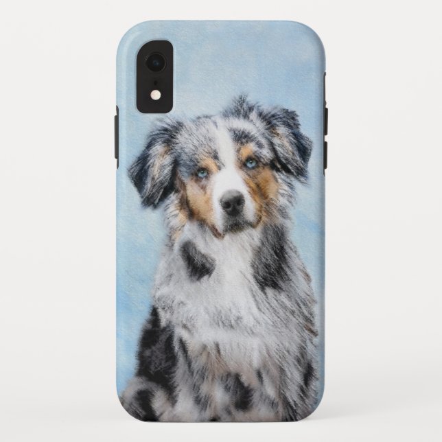 Miniature American Shepherd Painting - Dog Art Case-Mate iPhone Case (Back)