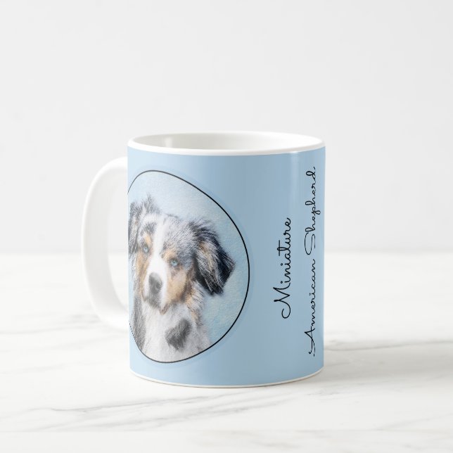 Miniature American Shepherd Painting - Dog Art Coffee Mug (Front Left)