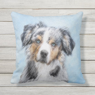 Miniature American Shepherd Painting - Dog Art Cushion