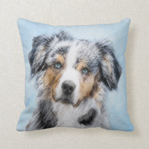 Miniature American Shepherd Painting - Dog Art Cushion