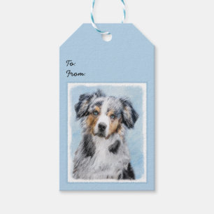 Miniature American Shepherd Painting - Dog Art Gift Tags