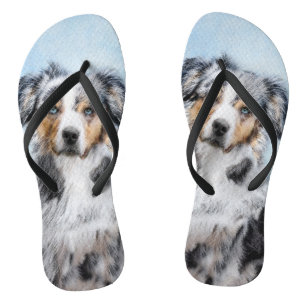 Miniature American Shepherd Painting - Dog Art Jandals