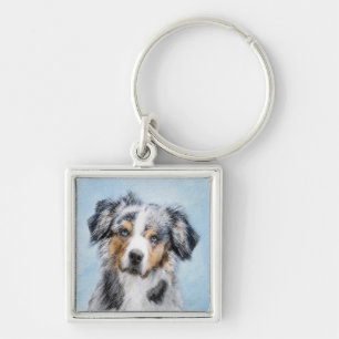 Miniature American Shepherd Painting - Dog Art Key Ring