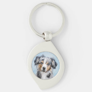 Miniature American Shepherd Painting - Dog Art Key Ring