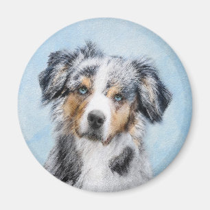 Miniature American Shepherd Painting - Dog Art Magnet