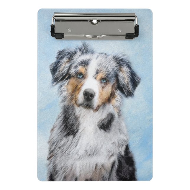Miniature American Shepherd Painting - Dog Art Mini Clipboard (Front)