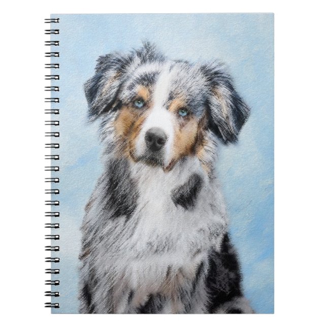 Miniature American Shepherd Painting - Dog Art Notebook (Front)