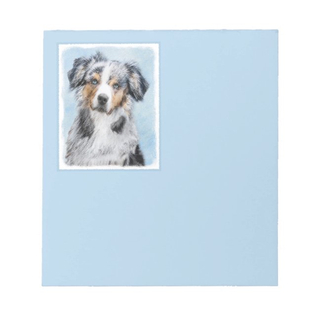 Miniature American Shepherd Painting - Dog Art Notepad (Front)