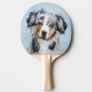 Miniature American Shepherd Painting - Dog Art Ping Pong Paddle