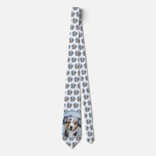 Miniature American Shepherd Painting - Dog Art Tie