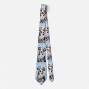 Miniature American Shepherd Painting - Dog Art Tie