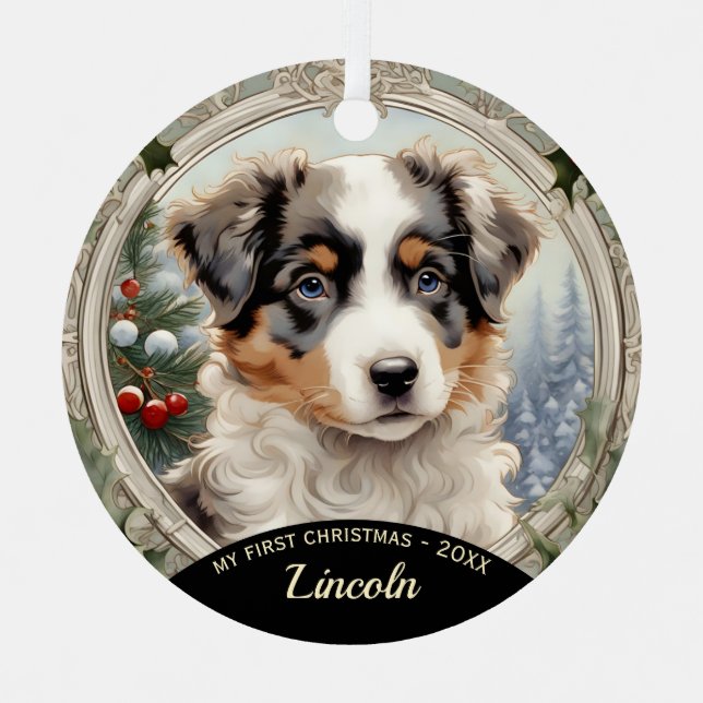 Miniature American Shepherd Puppy Ornament (Front)