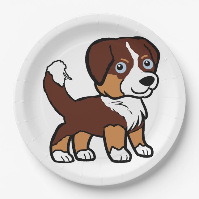 Miniature American Shepherd Red Tri with Tail Paper Plate (Front)