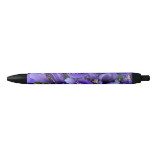 Miniature Blue Irises Spring Floral Black Ink Pen