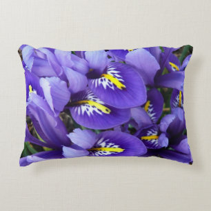Miniature Blue Irises Spring Floral Decorative Cushion