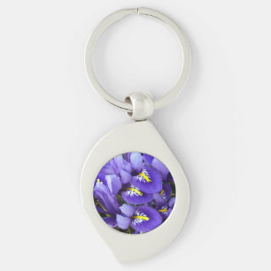 Miniature Blue Irises Spring Floral Key Ring
