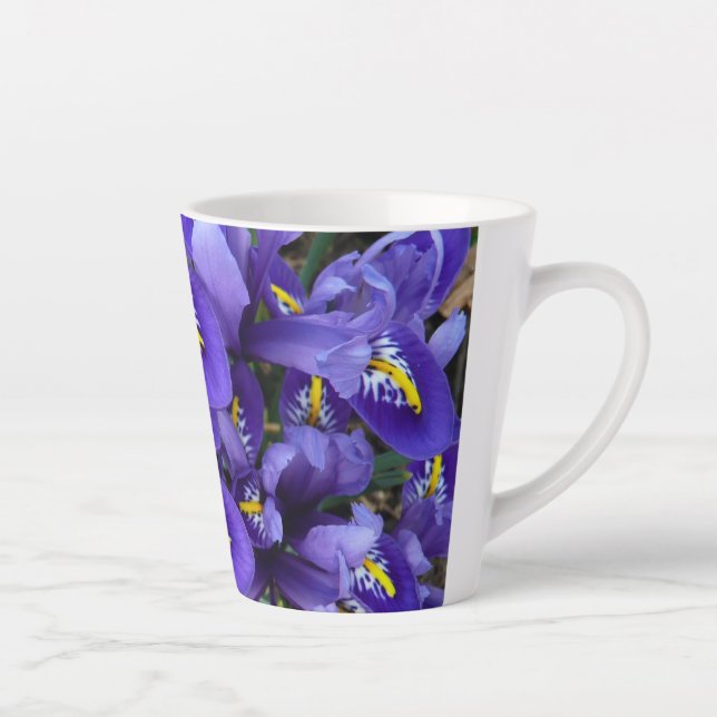 Miniature Blue Irises Spring Floral Latte Mug (Right)