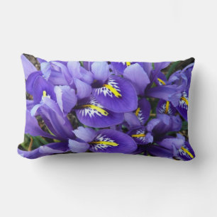 Miniature Blue Irises Spring Floral Lumbar Cushion