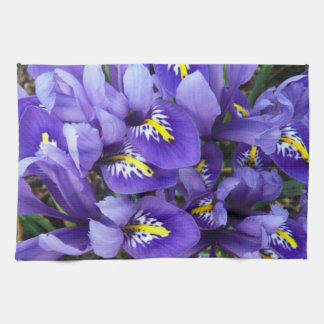 Miniature Blue Irises Spring Floral Tea Towel