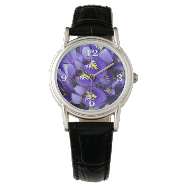 Miniature Blue Irises Spring Floral Watch (Front)