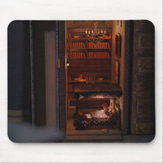 Miniature book nook diorama - reading in bed mouse pad