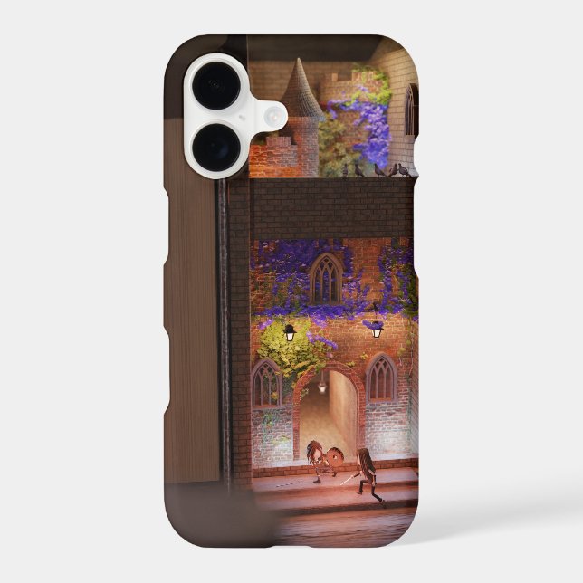 Miniature book nook diorama - sword fight iPhone case (Back)