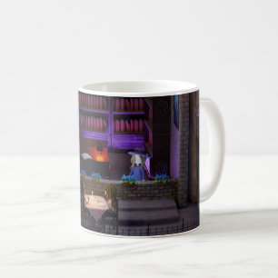 Miniature bookshelf insert diorama - library and c coffee mug