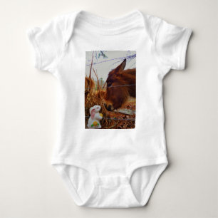 Miniature Brown horse & Easter Bunny Baby Bodysuit