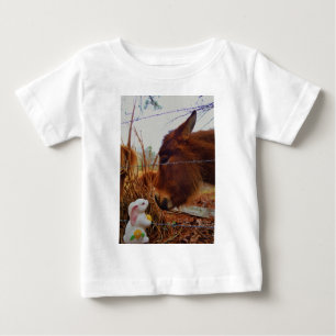 Miniature Brown horse & Easter Bunny Baby T-Shirt
