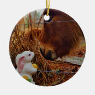 Miniature Brown horse & Easter Bunny Ceramic Tree Decoration