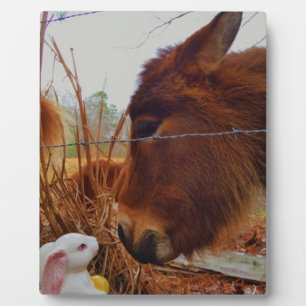 Miniature Brown horse & Easter Bunny Plaque