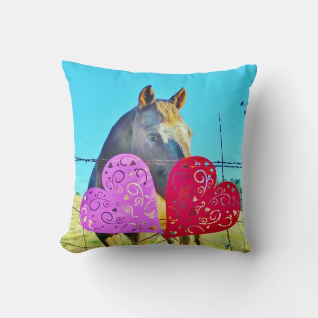 Miniature Brown horse Valentine Heart Cushion (Front)