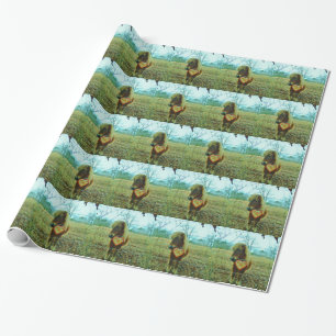 Miniature Brown horse Valentine Heart Wrapping Paper