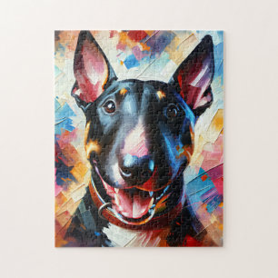 Miniature Bull Terrier   Black   Dog Acrylic Print Jigsaw Puzzle