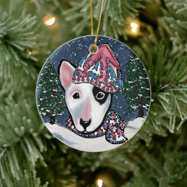 Miniature Bull Terrier   Ceramic Tree Decoration (Tree)