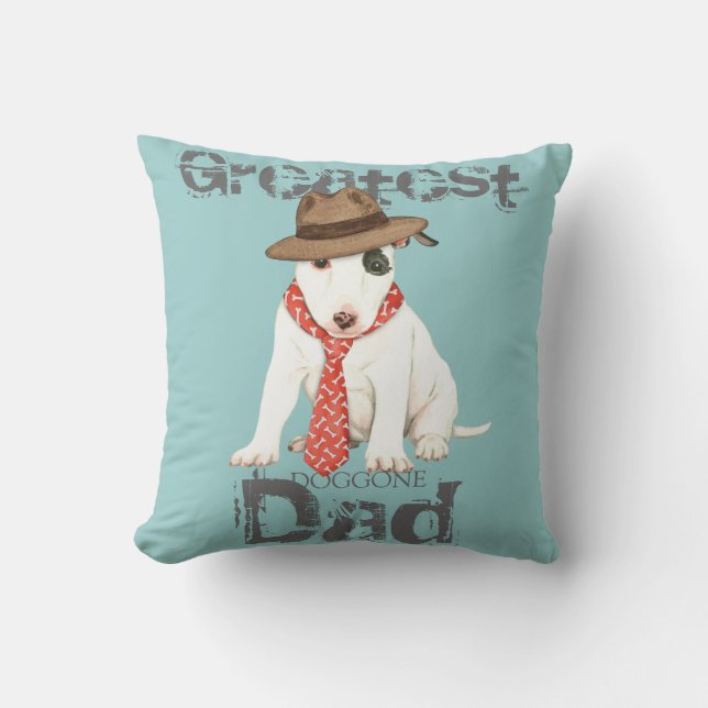 Miniature Bull Terrier Dad Cushion (Front)