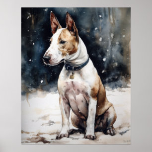 Miniature Bull Terrier Dog Art Print Poster