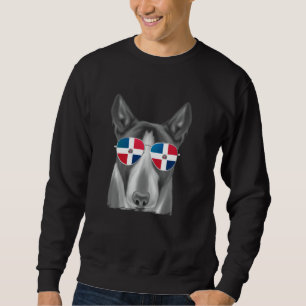 Miniature Bull Terrier Dog Dominican Flag Sunglass Sweatshirt